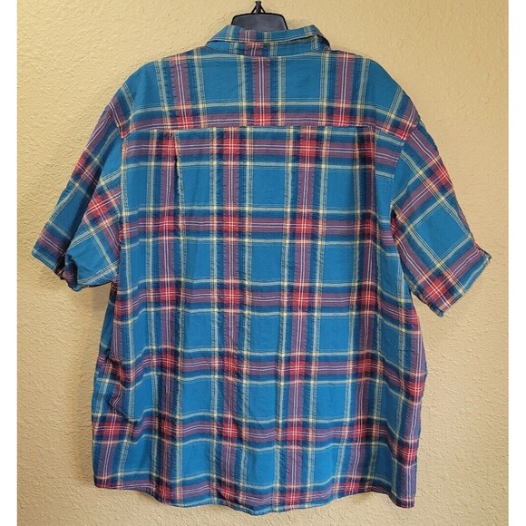 Red Head Brand Co Mens Short Sleeve Shirt Button Up Size 3XL Plaid Red / Blue - Picture 4 of 10